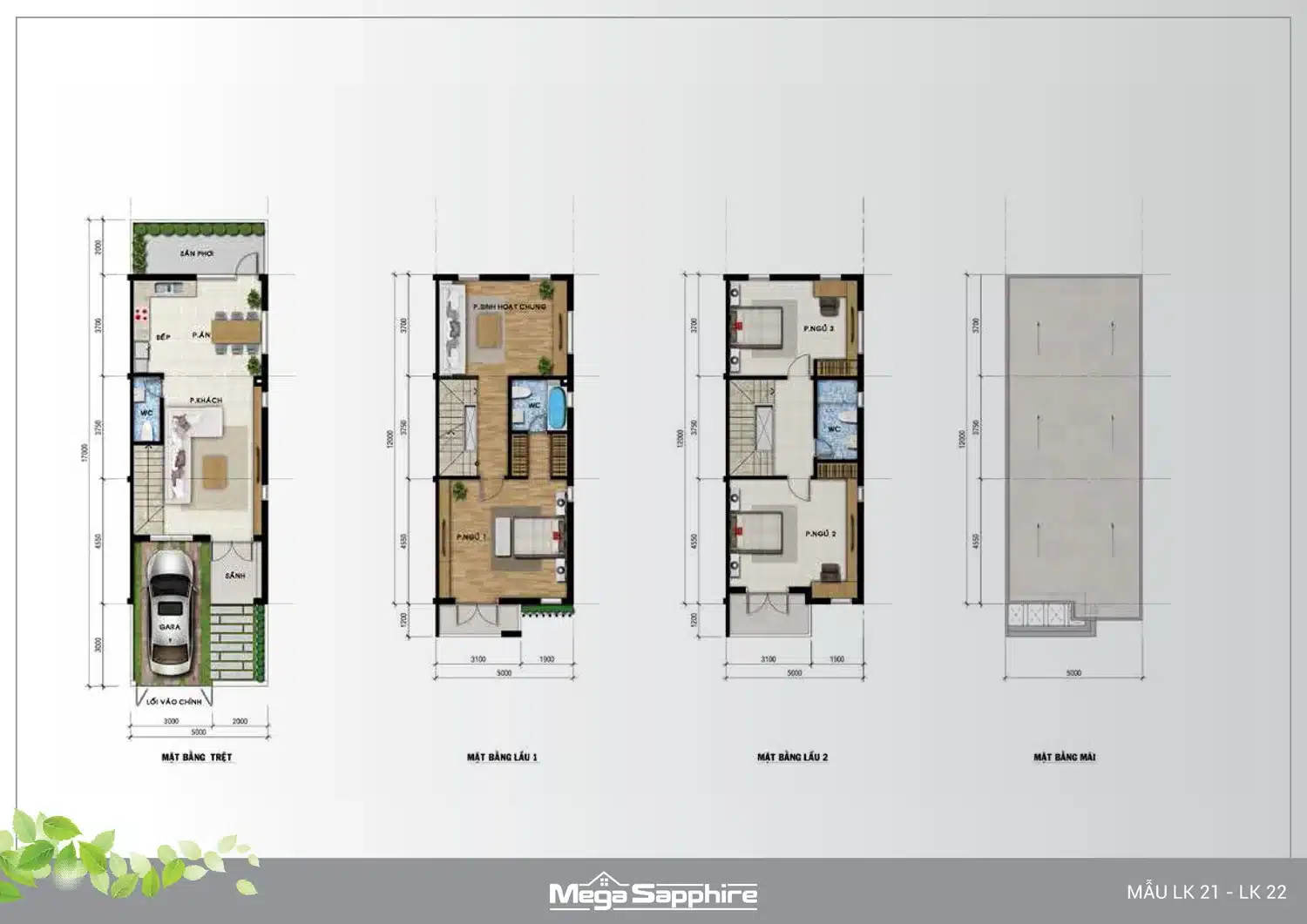 Layout thiết kế nhà phố, biệt thự Mega Ruby