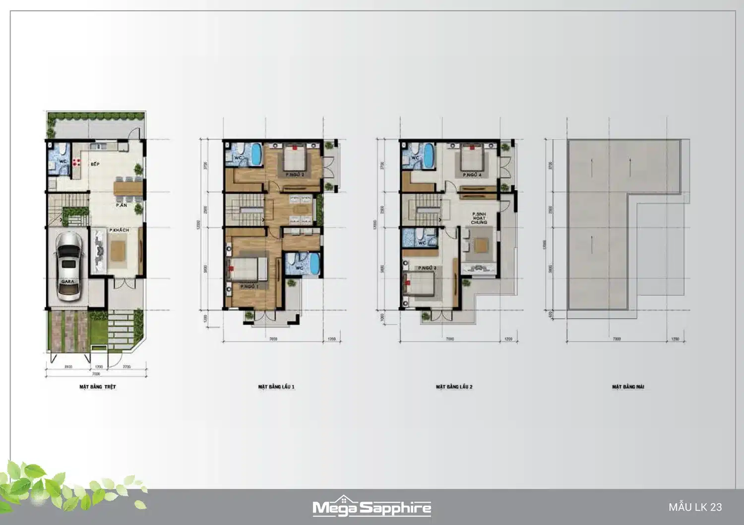 Layout thiết kế nhà phố, biệt thự Mega Ruby