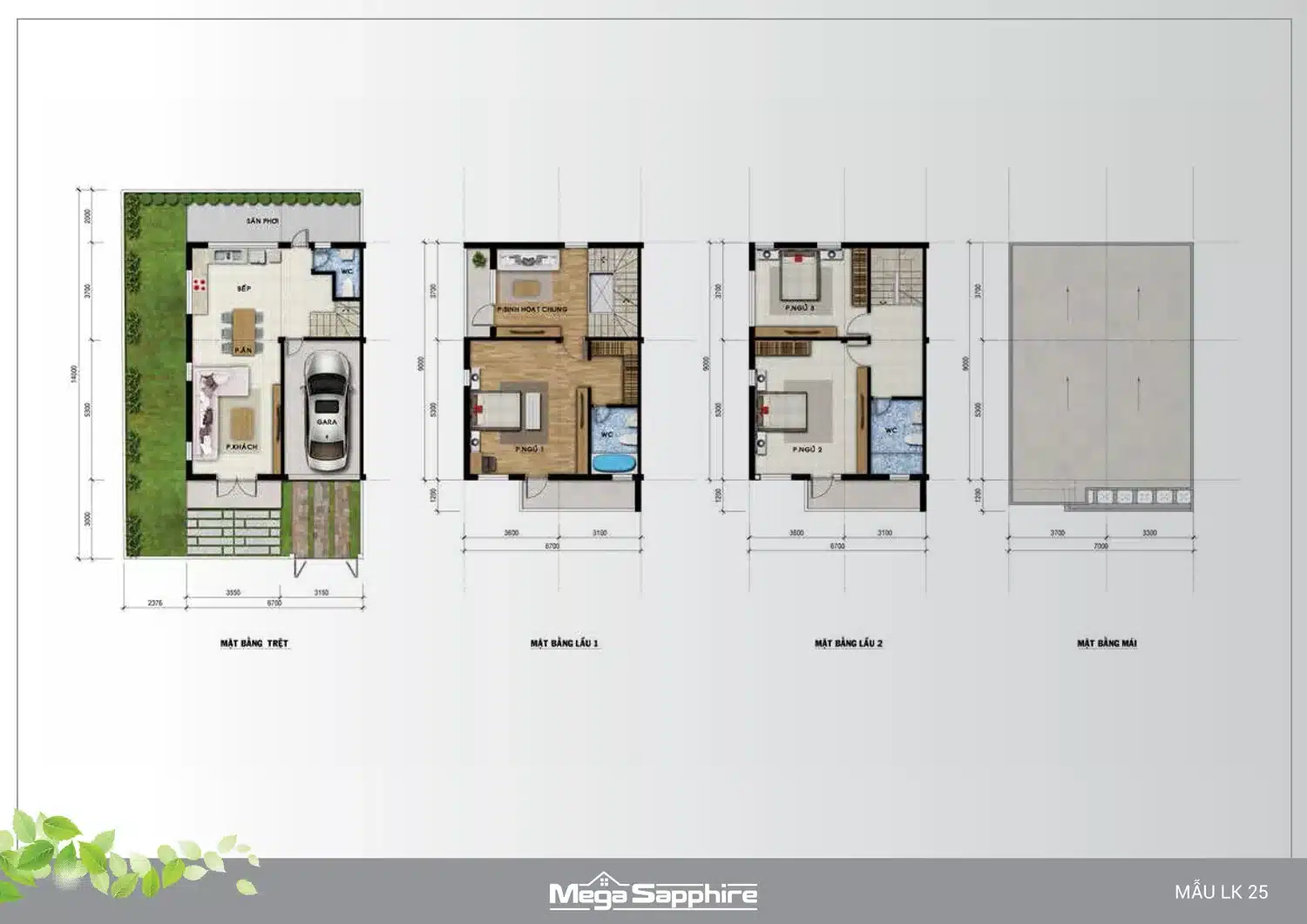 Layout thiết kế nhà phố, biệt thự Mega Ruby