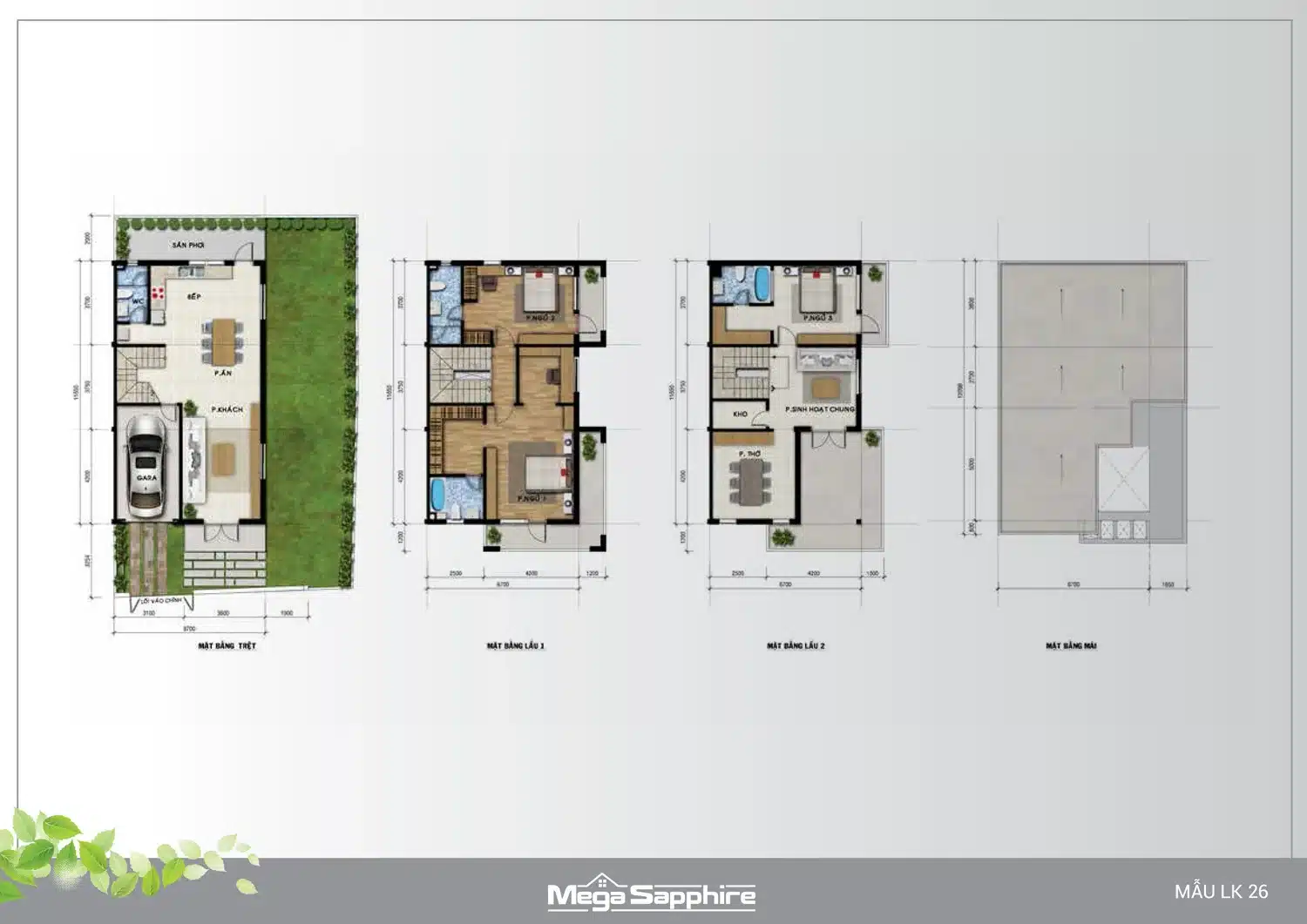 Layout thiết kế nhà phố, biệt thự Mega Ruby